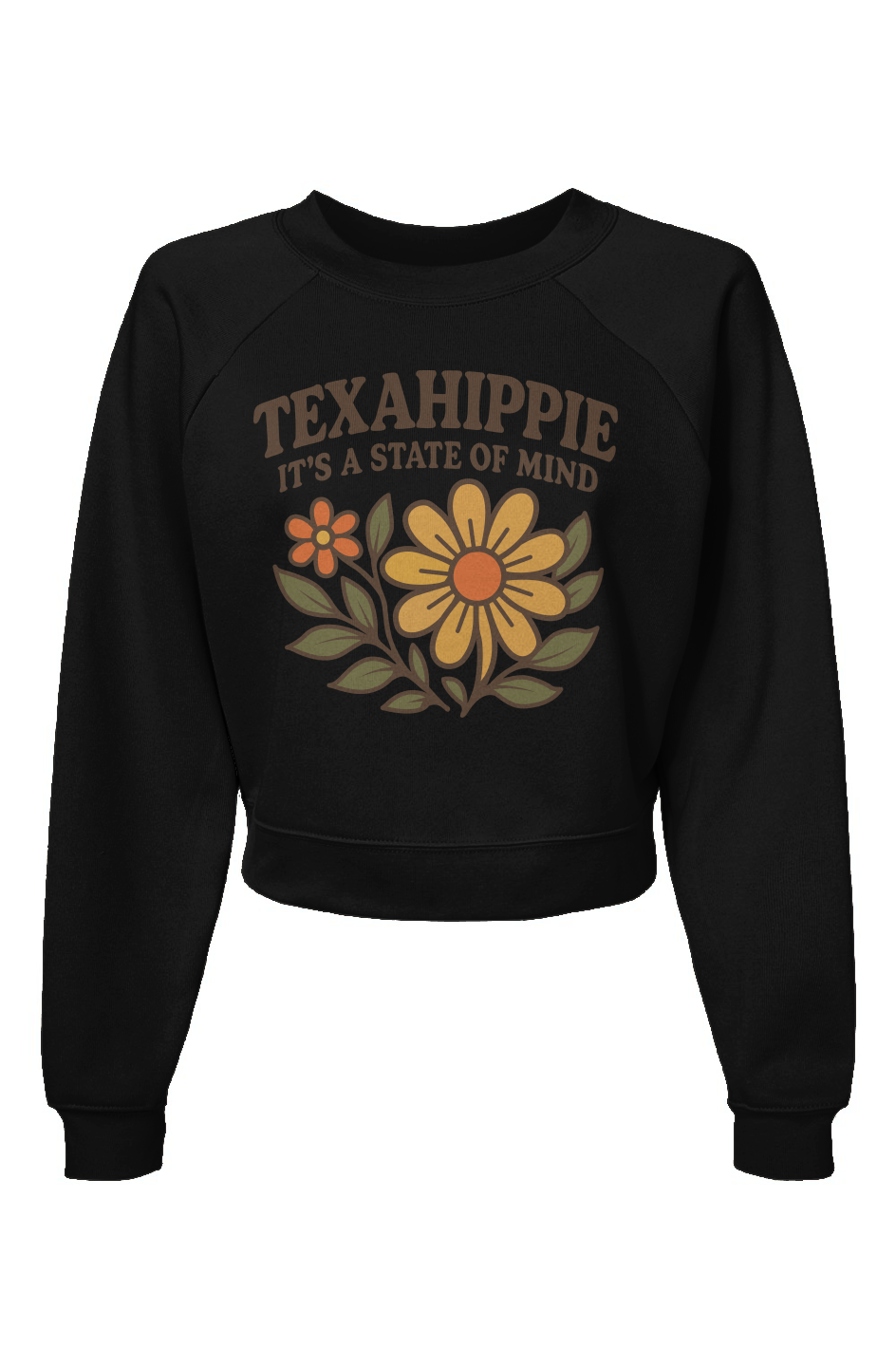 Texahippie Flower Bloom Raglan Pullover Fleece Sweatshirt