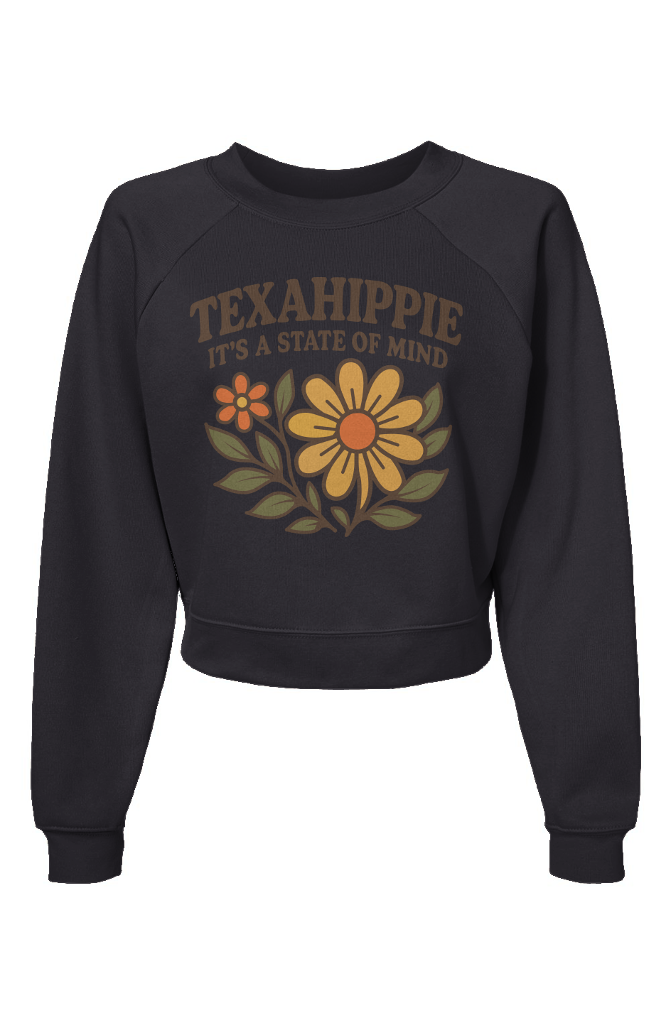 Texahippie Flower Bloom Raglan Pullover Fleece Sweatshirt