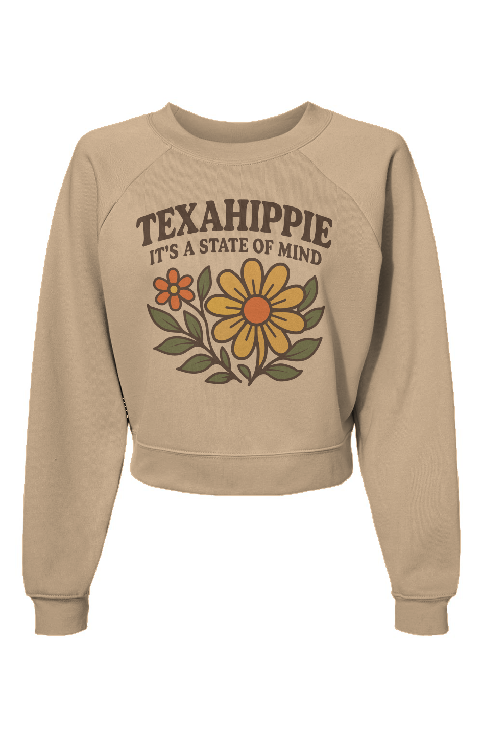 Texahippie Flower Bloom Raglan Pullover Fleece Sweatshirt
