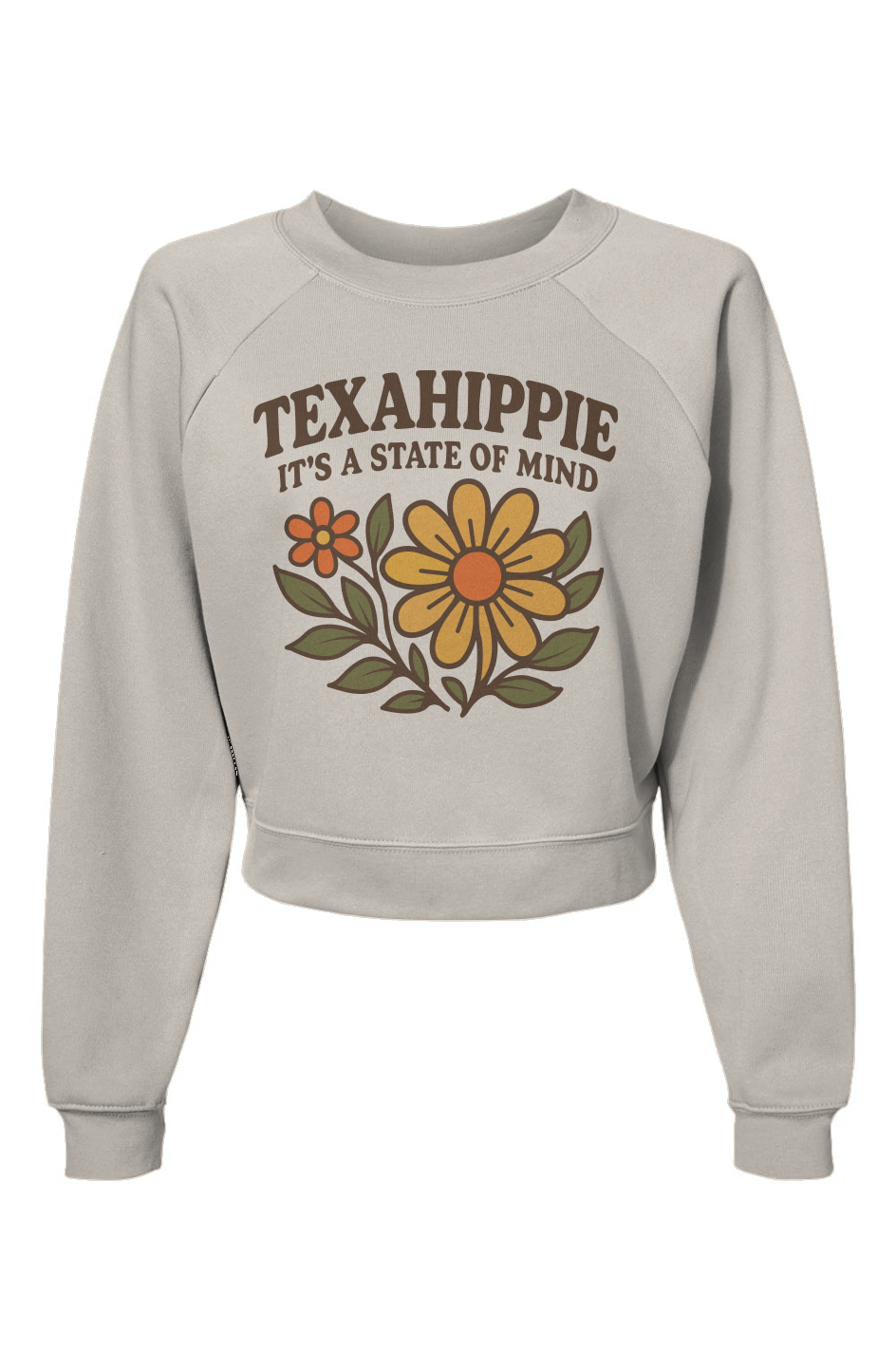 Texahippie Flower Bloom Raglan Pullover Fleece Sweatshirt