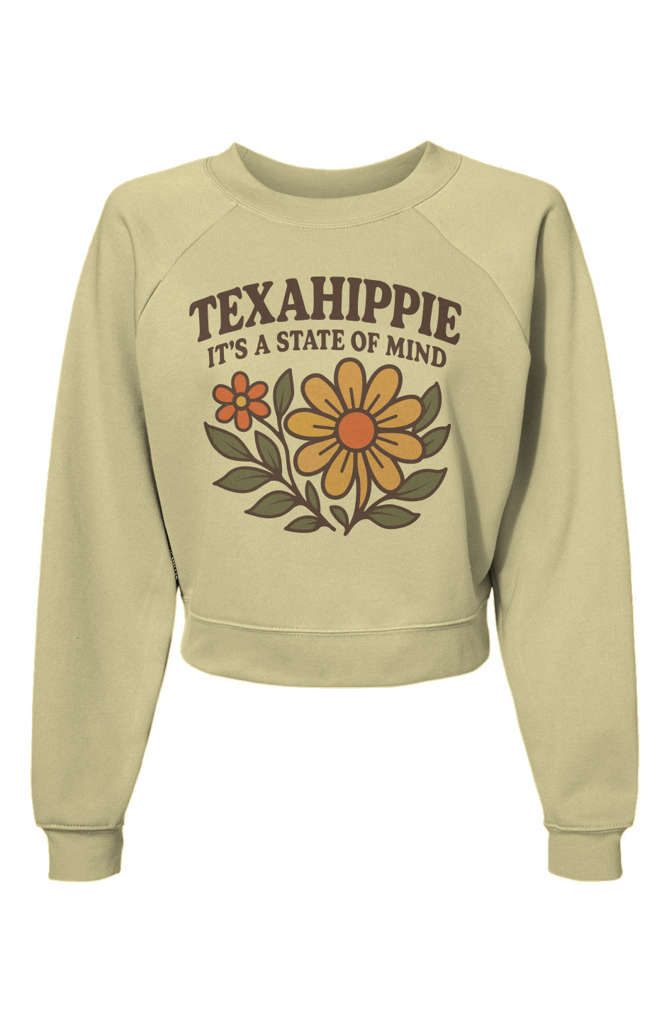 Texahippie Flower Bloom Raglan Pullover Fleece Sweatshirt