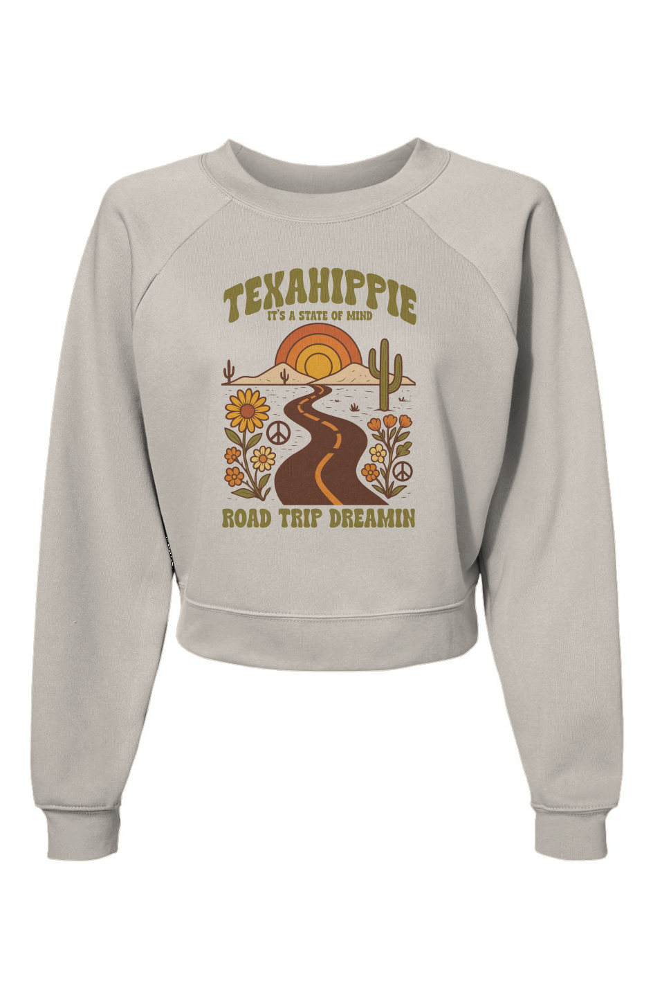 Texahippie Road Trippin Raglan Pullover Fleece Sweatshirt