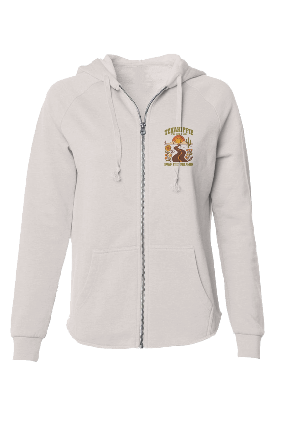 Texahippie Road Trippin Womens Lightweight Wash Zip Hoodie