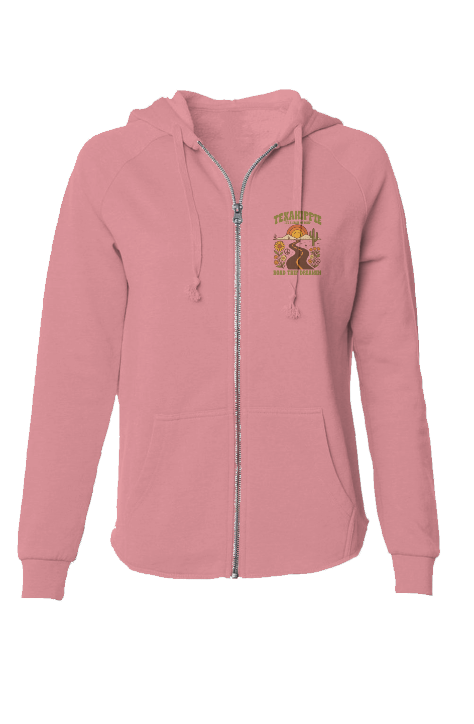 Texahippie Road Trippin Womens Lightweight Wash Zip Hoodie