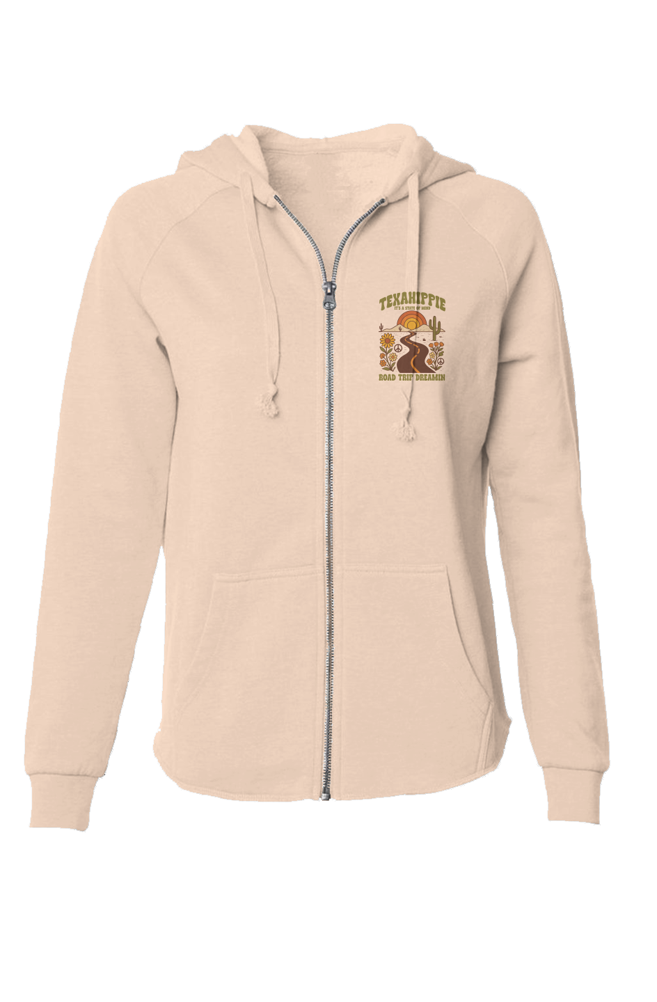 Texahippie Road Trippin Womens Lightweight Wash Zip Hoodie