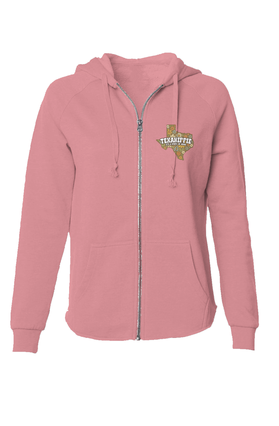 Texahippie State of Mind Womens Lightweight Wash Zip Hoodie
