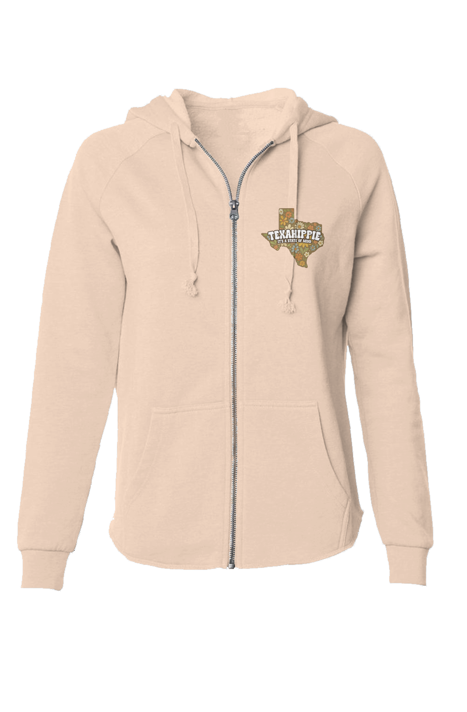 Texahippie State of Mind Womens Lightweight Wash Zip Hoodie