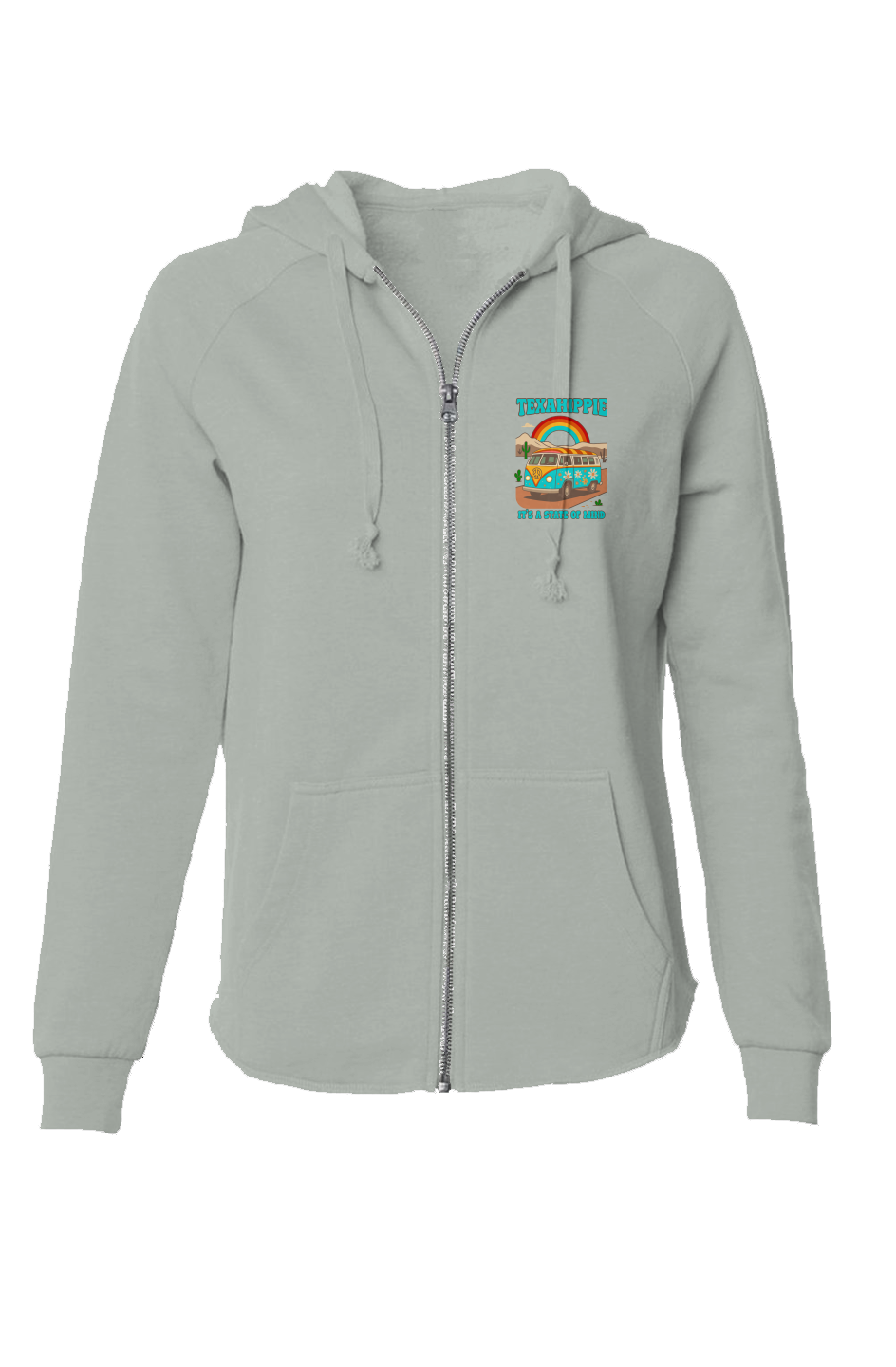 Texahippie Van Life Womens Lightweight Wash Zip Hoodie