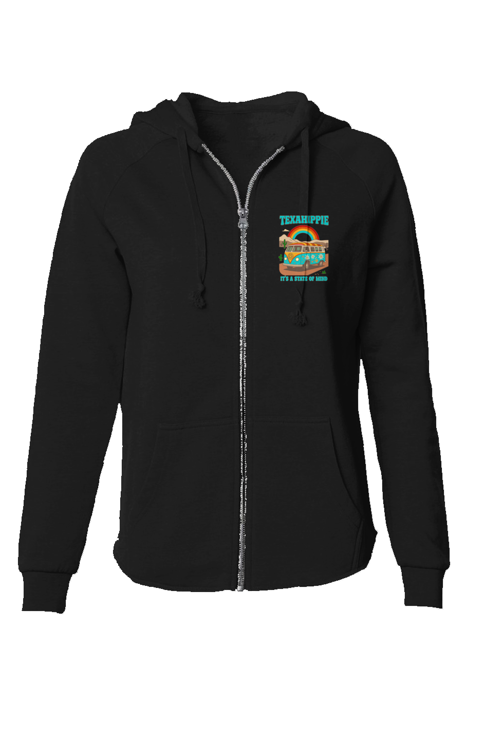 Texahippie Van Life Womens Lightweight Wash Zip Hoodie