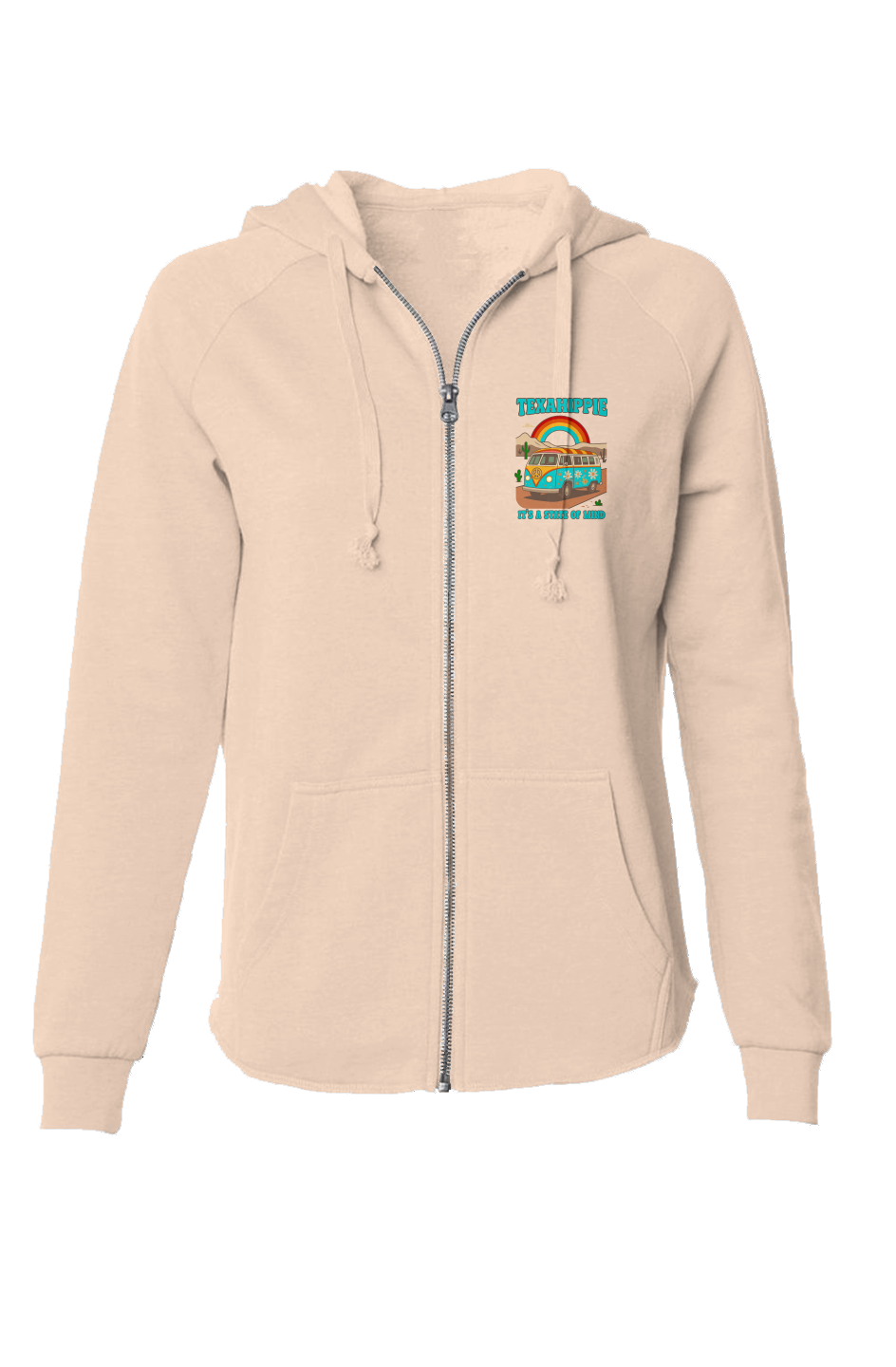 Texahippie Van Life Womens Lightweight Wash Zip Hoodie
