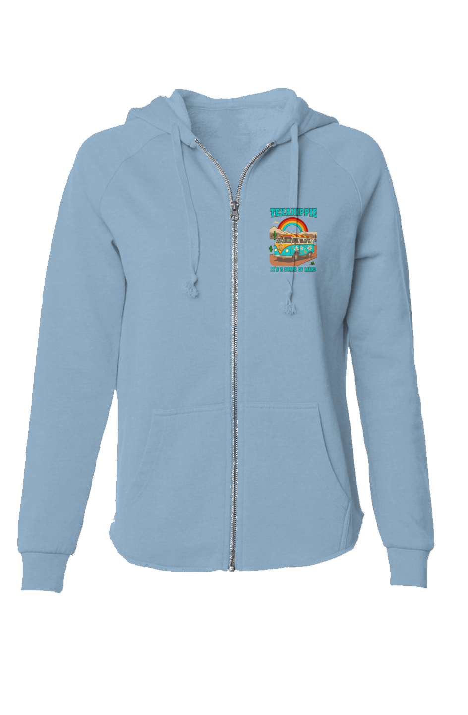 Texahippie Van Life Womens Lightweight Wash Zip Hoodie