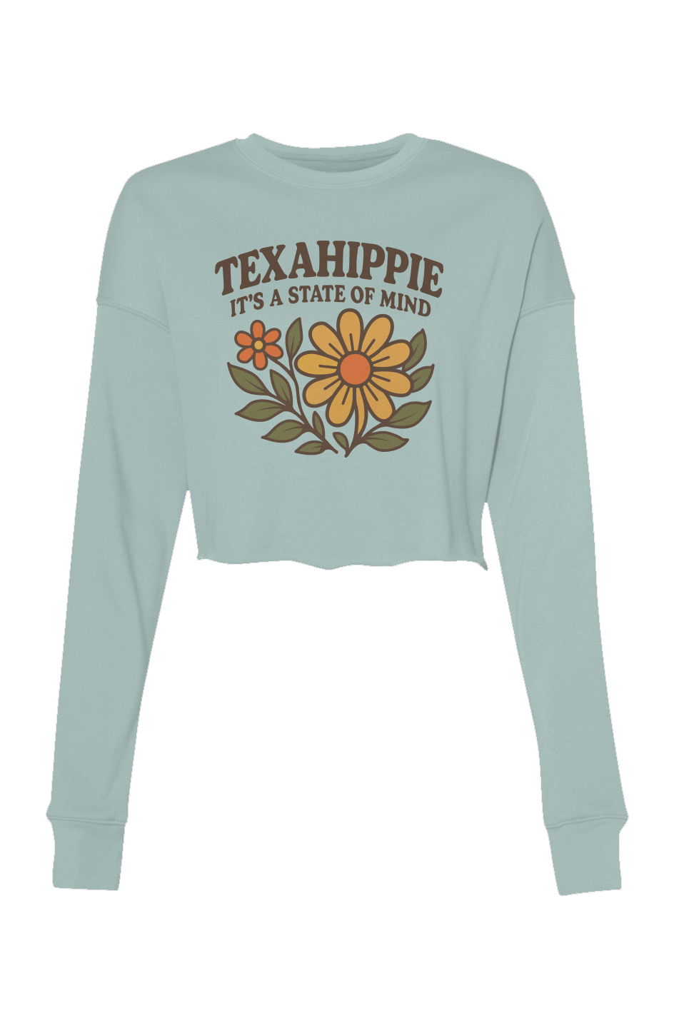 Texahippie Flower Bloom Crop Crew Fleece