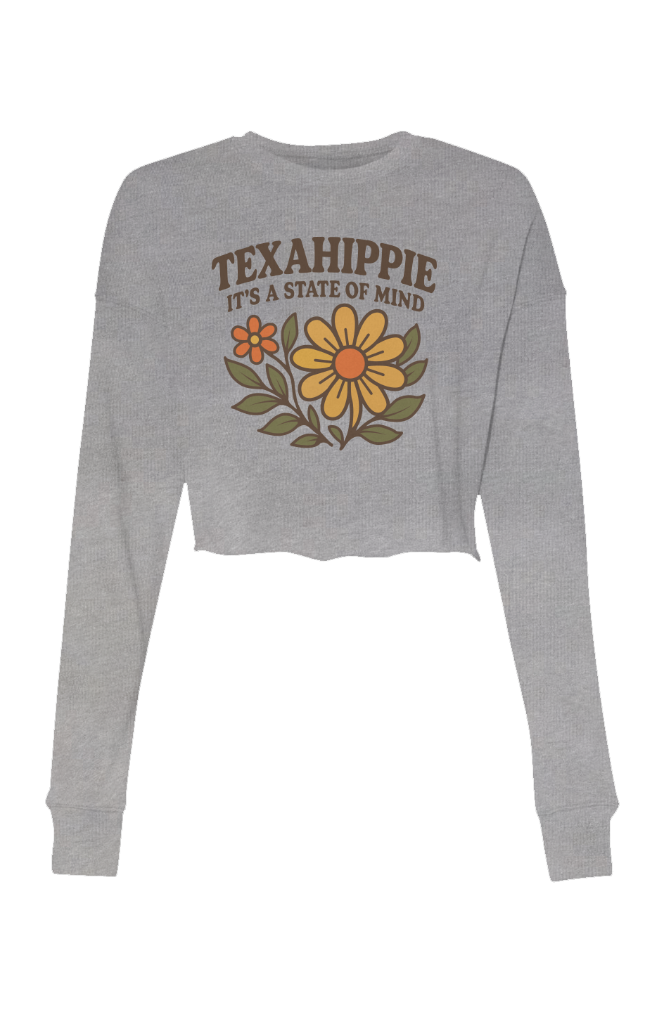 Texahippie Flower Bloom Crop Crew Fleece