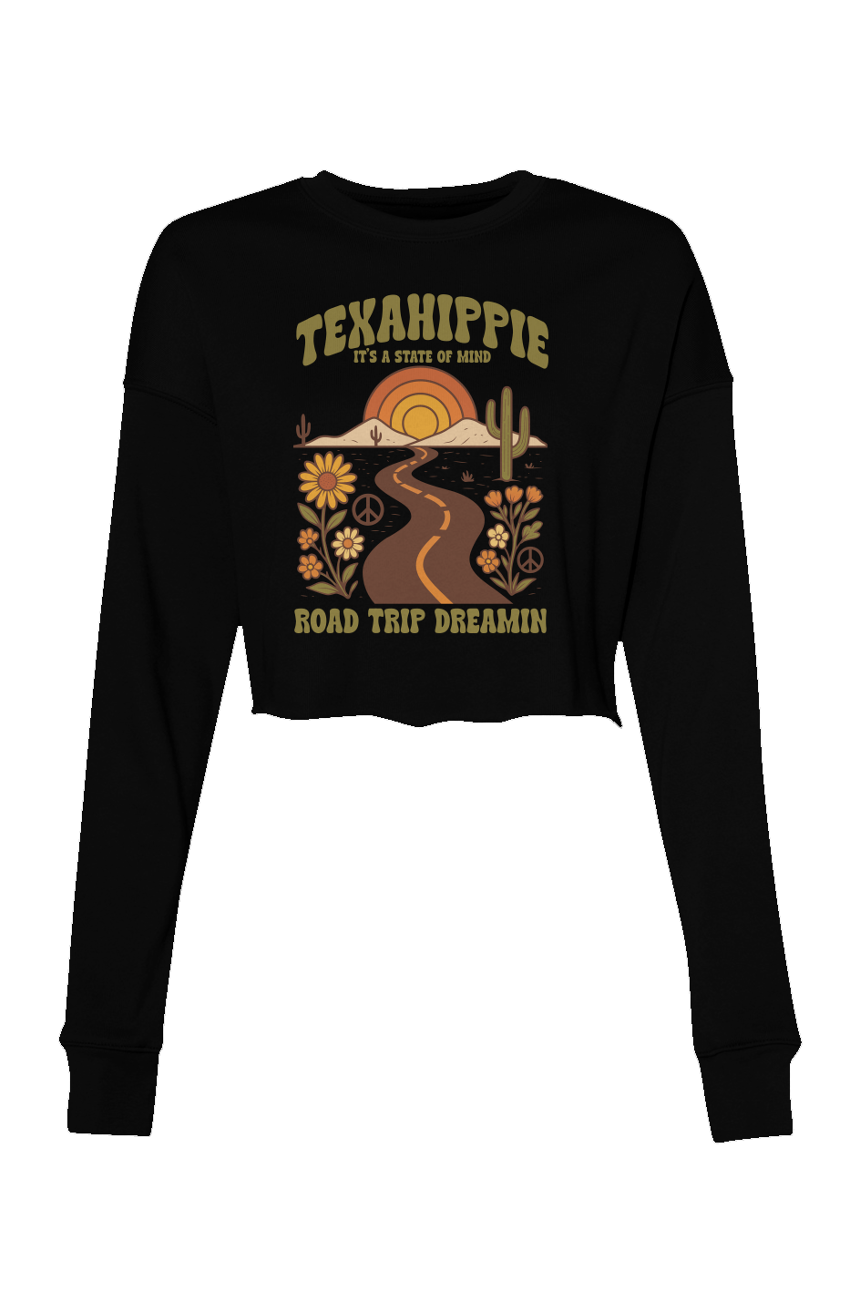 Texahippie Road Trippin Crop Crew Fleece