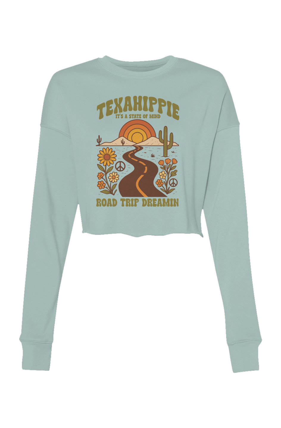 Texahippie Road Trippin Crop Crew Fleece