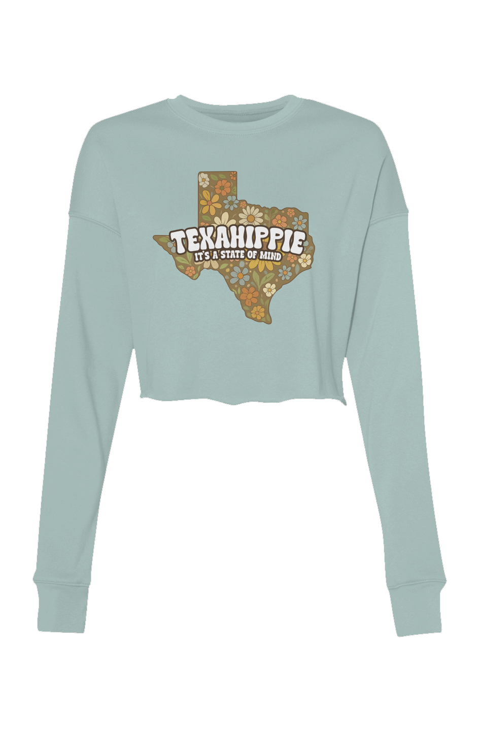 Texahippie State of Mind Crop Crew Fleece
