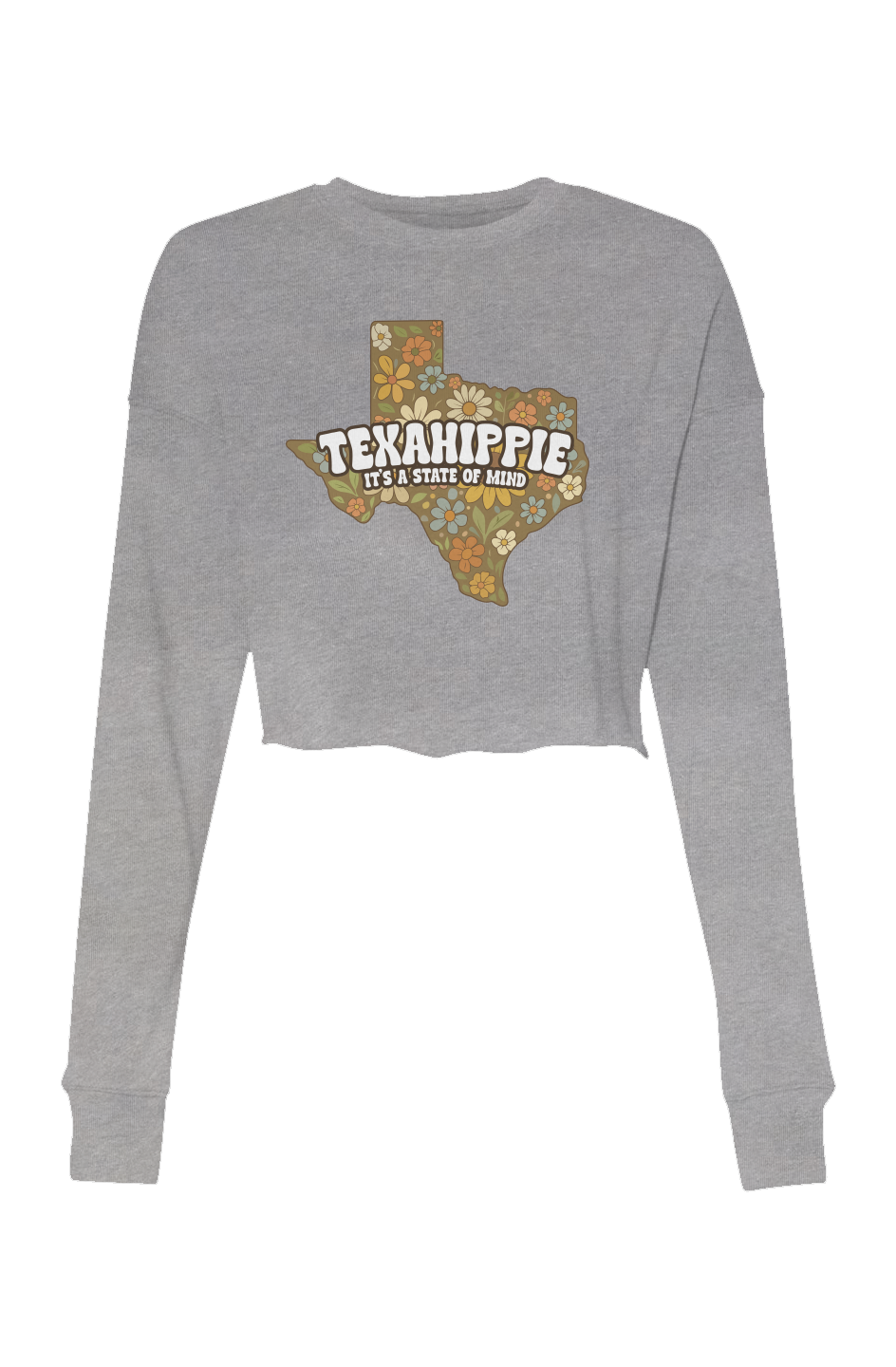 Texahippie State of Mind Crop Crew Fleece